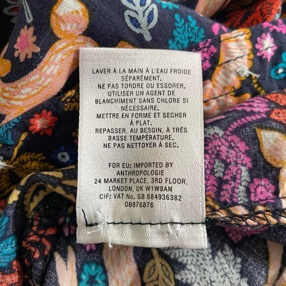 Conversations by ANTHROPOLOGIE Size 4  Top Blouse Long Sleeve Colorful Whimsical - Picture 9 of 9